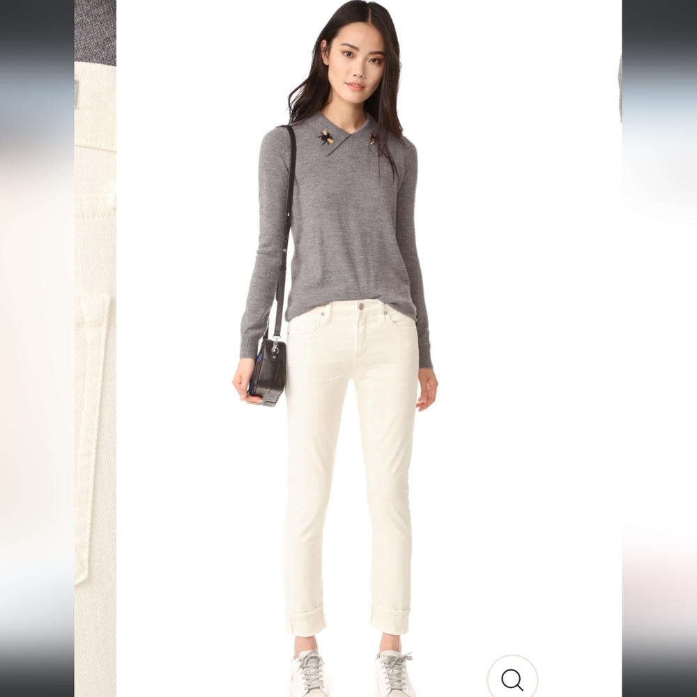 Citizens Of Humanity Off White Jazmin Ankle Cuffed Slim Straight Jeans. Size 2